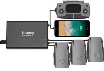 Smatree Mavic 2 Pro 5 in1 Rapid Smart Battery Charger Hub (Charge 3 Batteries & 2 USB Ports Simultaneously) with 180W Compatible with DJI Mavic 2 Pro/Zoom