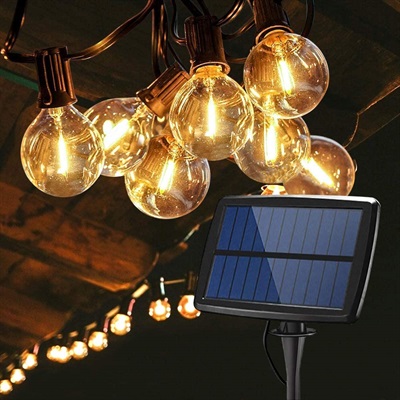 G40 Solar Globe String Light Bulbs 18FT 12 LED Bulbs Waterproof Solar Powered 4 Modes