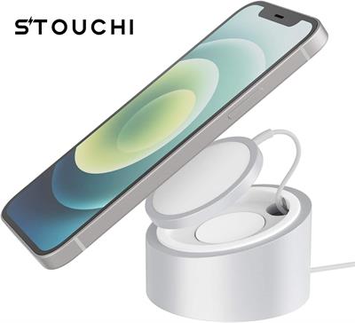 Stouchi Stand for Mag-safe Heavy-duty Premium Metal Holder Mag safe Desktop Dock Base Compatible with Mag safe Charger for iPhone 12/13 (Not include Mag-safe Charger in Package)
