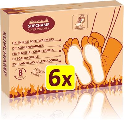 Supchamp Insole Foot Warmers - 6 Pairs - Feet Warmers Disposable - 8 Hours of Warmth - Heated Insoles Keep Feet Warm