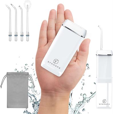 SYNHOPE Water Flosser Mini Cordless Portable Oral Irrigator Water Teeth Cleaner Pick Telescopic Water Tank, 3 Modes & IPX7 Waterproof, Home & Travel