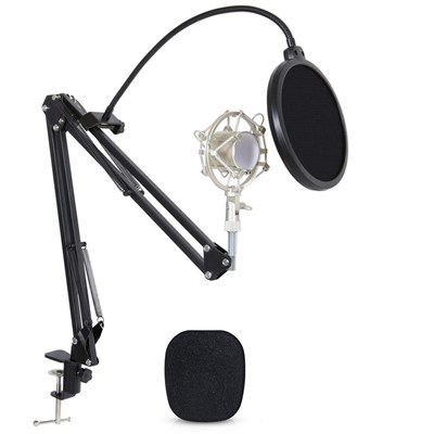 Professional Studio Condenser Microphone Kit Pop Filter/Scissor Arm Stand/Shock Mount/Wind foam