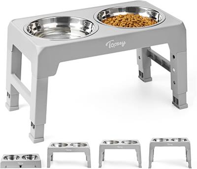 Toozey Pet Feeder Stainless Steel Bowl 4 Adjustable Height Non-Slip Dog Feeder No Spill Dog Water Bowl