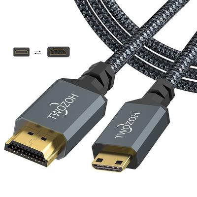 Twozoh Mini HDMI to HDMI Cable 3M, 4K 60Hz High-Speed HDMI to Mini HDMI Cable Braided Cord