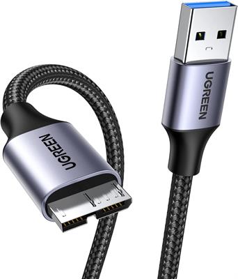 UGREEN Micro USB 3.0 Cable USB 3.0 A to Micro B Cord Nylon Braided External Hard Drive Cable 1.5 FT