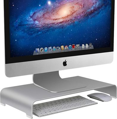 Vaydeer Aluminum Monitor Stand Computer Riser Universal Metal Desktop Stand Base up to 27 inches Screens for PC, Laptop, iMac, Mac, MacBook with Storage Space for Magic Keyboard & Mouse(Silver)