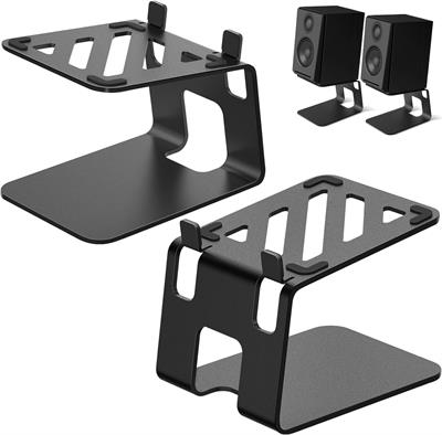 VAYDEER Desktop Speaker Stands with Vibration Absorption Pads, Metal Speaker Stands Pair Support Up to 40lbs, Bookshelf Speaker Stands for Better Audio Experience (7.09 x 5.51 x 5.12 inch)