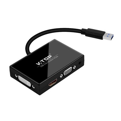 V.TOP Multi-Display External Grphics Adapter USB 3.0 To HDMI/DVI/VGA With Additional 3.5mm Audio Int