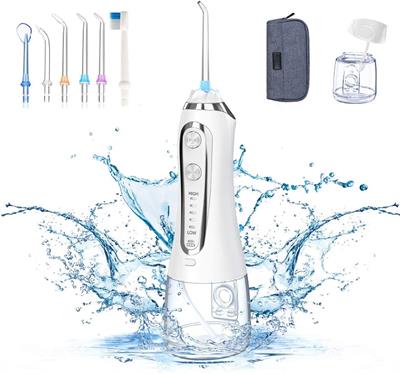 Water Flosser for Teeth Oral Irrigator Cordless with 5 Cleaning Modes Gravity Ball, Water Jet IPX7 Waterproof USB Rechargeable and FDA Approved (White)