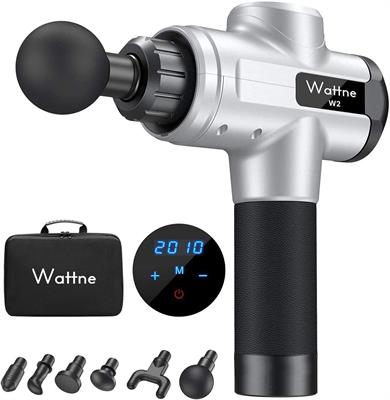 WattneW2 Muscle Massage Gun Deep Tissue Percussion Massager - Electric Handheld Massager for Athletes, Pain Relief and Relaxation, Brushless Motor, 20 Speed ​​Levels,Silver