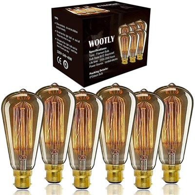 Wootly Edison Vintage Bulbs Edison Style Marconi Squirrel Cage Filament 6 Pack