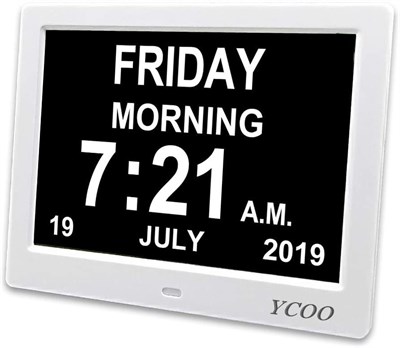 YCOO 8” Digital Clock Calendar and Digital Photo Frame with Remote