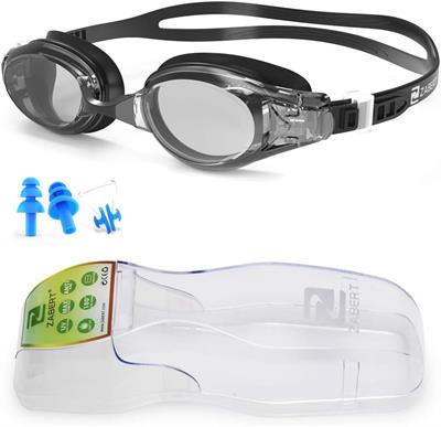 Zabert Swim Goggles,Black Smoke Lens Swimming Goggles for Women Men Youth Adult Kids Girls Boys - Clear Lens Anti Fog UV Large Size Wide View NO Leak Comfort