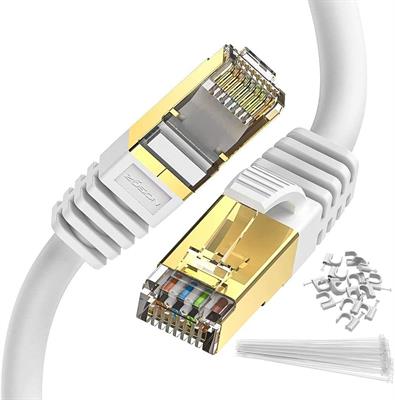 Zosion Cat8 Ethernet Cable 10M White 40Gbps 2000Mhz High Speed Gigabit LAN Network Cables with SSTP RJ45 Gold Plated Connector Patch Cord