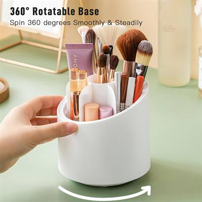 Makeup Brush Holder With Lid, Rotatable Makeup Brush Organizer Cup