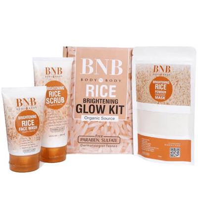 B.N.B Korean Rice Facial Kit Face Wash Glow Organic Brightening Glow 3 in 1 Scrub + Wash + Mask