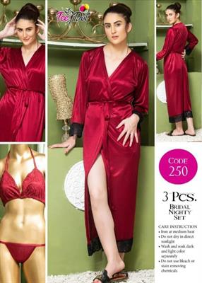 3Pcs/Set Bridal Nightwear Set  Inner & Gown  