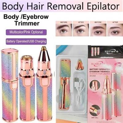 2 in 1 Rechargebale Eyebrow Trimmer & Facial Hair Remover For Women, Painless Hair Removal, Body Shaver for Lips Nose, Upper Lips, Face & Under Arms