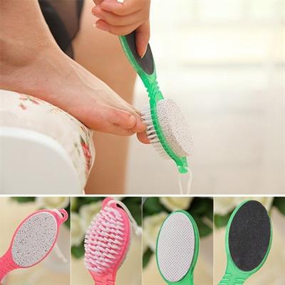 4 in 1 Pedicure Paddle Kit Tool with Pumice Stone for Feet, Foot Hand Toe Nail Cleaning Brush, Metal File and Emery Board