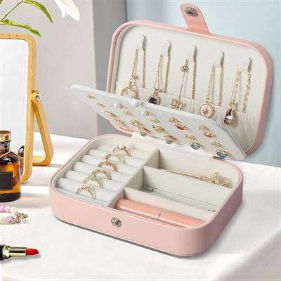 Leather Jewellery Organizer Box with Zipper | Ear Rings & Necklace_Bracelets Holder