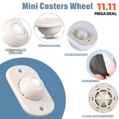 4 PCS Self Adhesive Strong Plastic Wheels Pulley