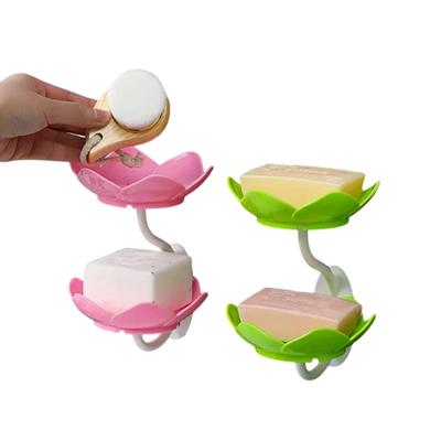 Wall Mounted Double Layer Flower Shaped Soap Holder 