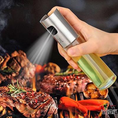 Oil Spray Bottle 100 ML Oil Spray Bottle High Grade Quality Silver Color Lid.