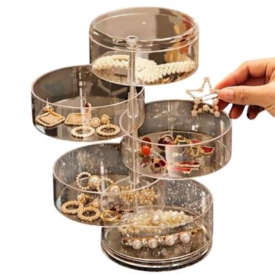 Acrylic Rotating Jewelry Organizer with Lid Transparent | Ear Rings & Necklace_Bracelets Holder