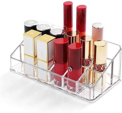 18 Grid Lipstick Holder Lipgloss Organizer, 3 Rows - Multi Level, Makeup Holder & Cosmetics Storage Display