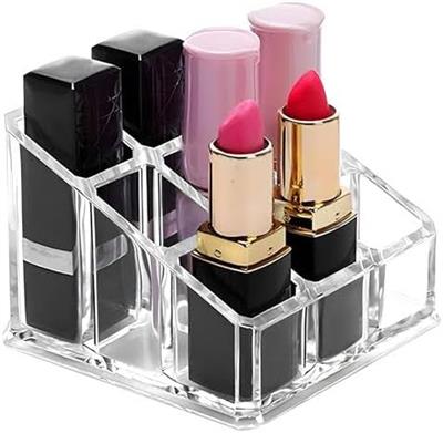 Acrylic Multi Grid 9 Lipstick Holder And 1 Box Makeup Cosmetics Organizer