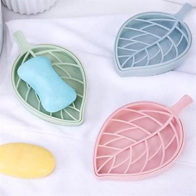 Leaf Shaped Soap Holder With Draining Tray, Soap Box With Dish Storage Plate