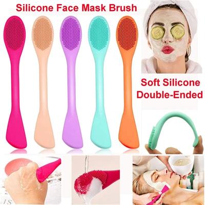 Silicone Double Head Mask Brush, Silicone Face Wash Brush, Mud Film Special Scraper Applicator, Facial Cleansing Brush