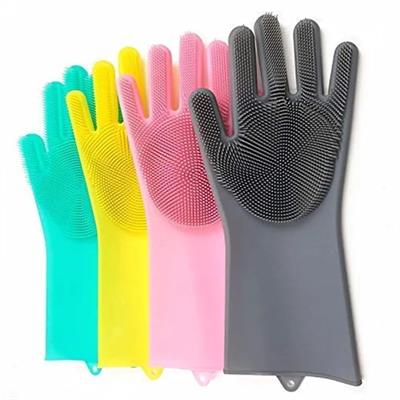 Magic Dishwashing Cleaning Sponge Gloves Reusable Silicone Brush Scrubber Gloves Heat Resistant for Dishwashing Kitchen Bathroom