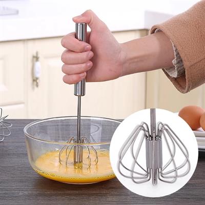 Stainless Semi-Automatic Egg Beater Household Rotating Egg Beater Self Turning Cream Utensil Whisk Manual Mixer Kitchen Tool

