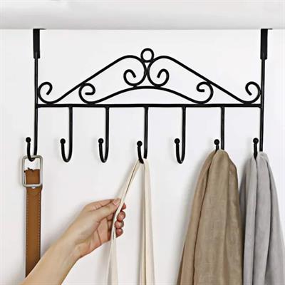 Over Door Hanger with 7 Hooks Metal Over the Door Towel Hook Organizer, Hanging Storage Rack for Hat, Coats, Purses, Scarves