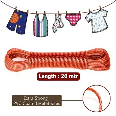 20 Meters Strong Wet Cloth Laundry Rope Pvc Coated Metal Cloth Drying Wire