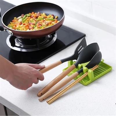 1 PCs Kitchen Cooking Tools Kitchen Plastic PP Spoon Rest Utensil Spatula Holder Heat Resistant Storage Shelves