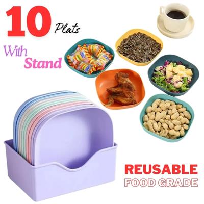 10pcs Reusable Dinner Plates Plastic Multi-function Creative Spit Bone Dish Household Kitchen Fruit Plate Living Room Home 