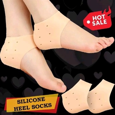 1 Pair (2PCS) Silicon Heel Socks for Pain Relief Silicone Gel Heel Pad Socks for Men and Women