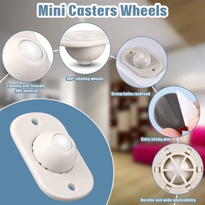 4 PCS Self Adhesive Strong Plastic Wheels Pulley