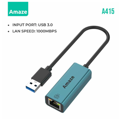 Amaze USB 3.0 to Gigabit Ethernet Adapter, 1000Mbps Speed, Windows, MacOS -A415