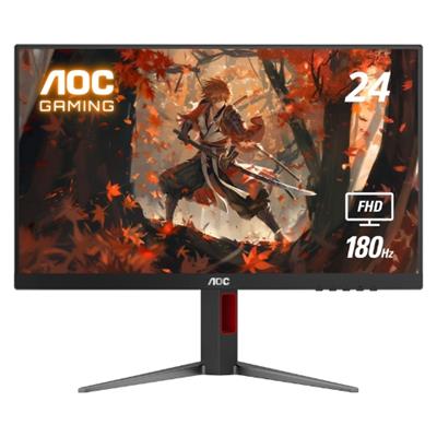 AOC 24G4 24" Gaming Monitor, Full HD 1920x1080 IPS Panel, 180Hz 1ms, 1x HDMI 2.0, 1x Display Port, Adaptive-Sync, Audio Earphone Out, Console Gaming Ready, 3-Year Zero-Bright-Dot