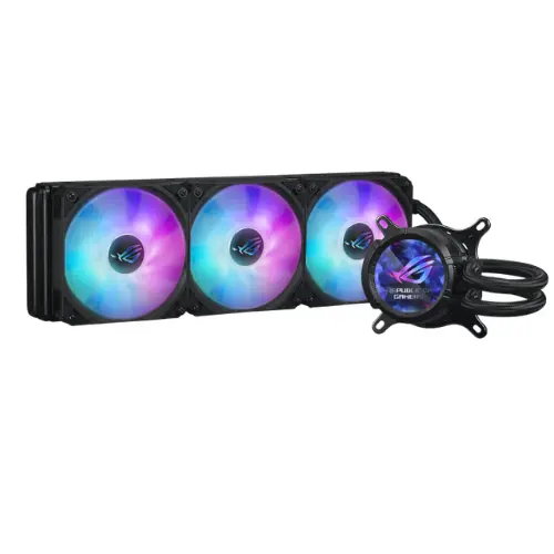 ASUS ROG Strix LC III 360 ARGB LCD All-in-One CPU Liquid Cooler with Asetek Gen7 V2 Pump, 2.1-inch IPS LCD Screen, High-Static Pressure ROG ARGB Fans, and a 360mm Radiator
