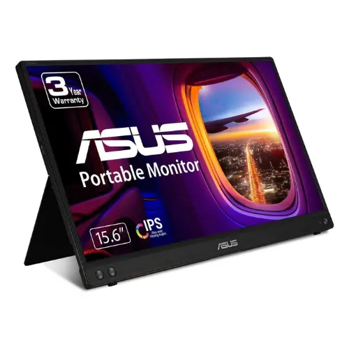 ASUS ZenScreen MB16ACV Portable USB Monitor with 15.6" Full HD (1080p) IPS Panel, Hybrid-Signal USB-C, Integrated Kickstand, and Antibacterial Treatment