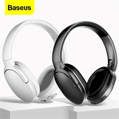 Baseus Encok Wireless headphone D02 Pro, Foldable, 40 hrs battery time, Type C Charging, Bluetooth 5.0, Wireless and Wired, Black and White