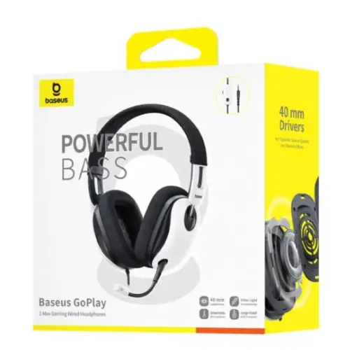 Baseus GoPlay 1 Max Gaming Wired Headphones with Dual 40mm + 10mm Drivers, 7.1 Virtual Surround Sound, Detachable Omnidirectional Mic, and a Lightweight 258g Design