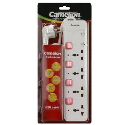 Camelion CMS-241 4x 3 Pin universal Socket Outlets with indivual Buttons, Power Extension with 3 meter cord