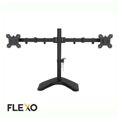 FLEXO MFS002 Dual LED Mounting - 2 Horizontal Arm Mount with Desktop Stand and Grommet, 360 Rotation, 90 Tilt