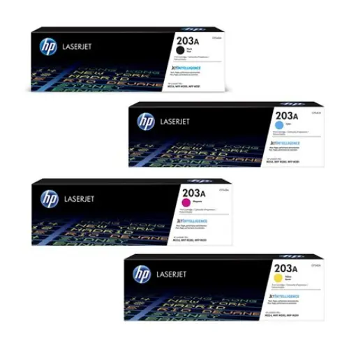 HP 203A Color toner Set, CF500A (Black), CF501A (Cyan), CF502A (Yellow), CF503A (Magenta)