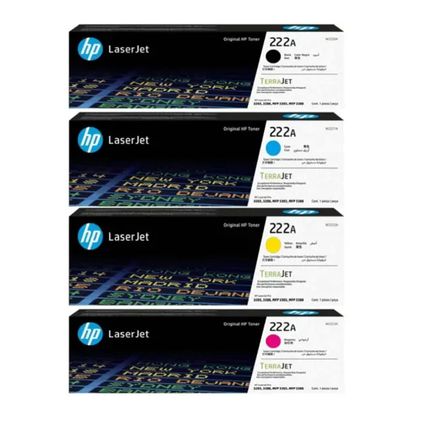 HP 222A Original LaserJet Toner Cartridge Set (W2220A, W2221A, W2222A, W2223A) - Black, Cyan, Yellow, Magenta
